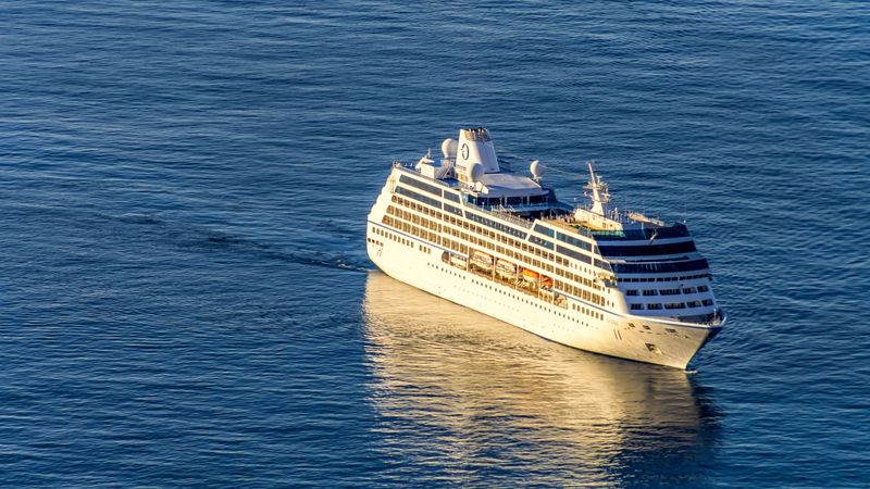 Oceania’s Sirena at sea in the evening light