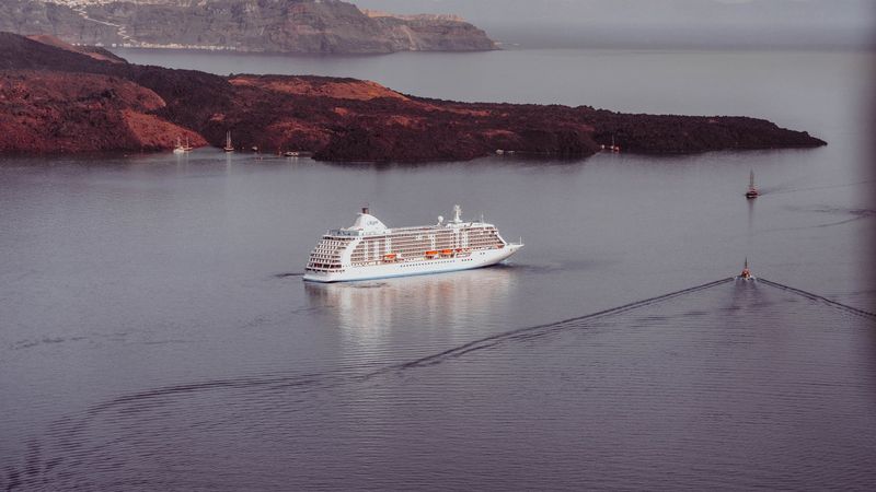 A Regent ship in the caldera of Santorini
