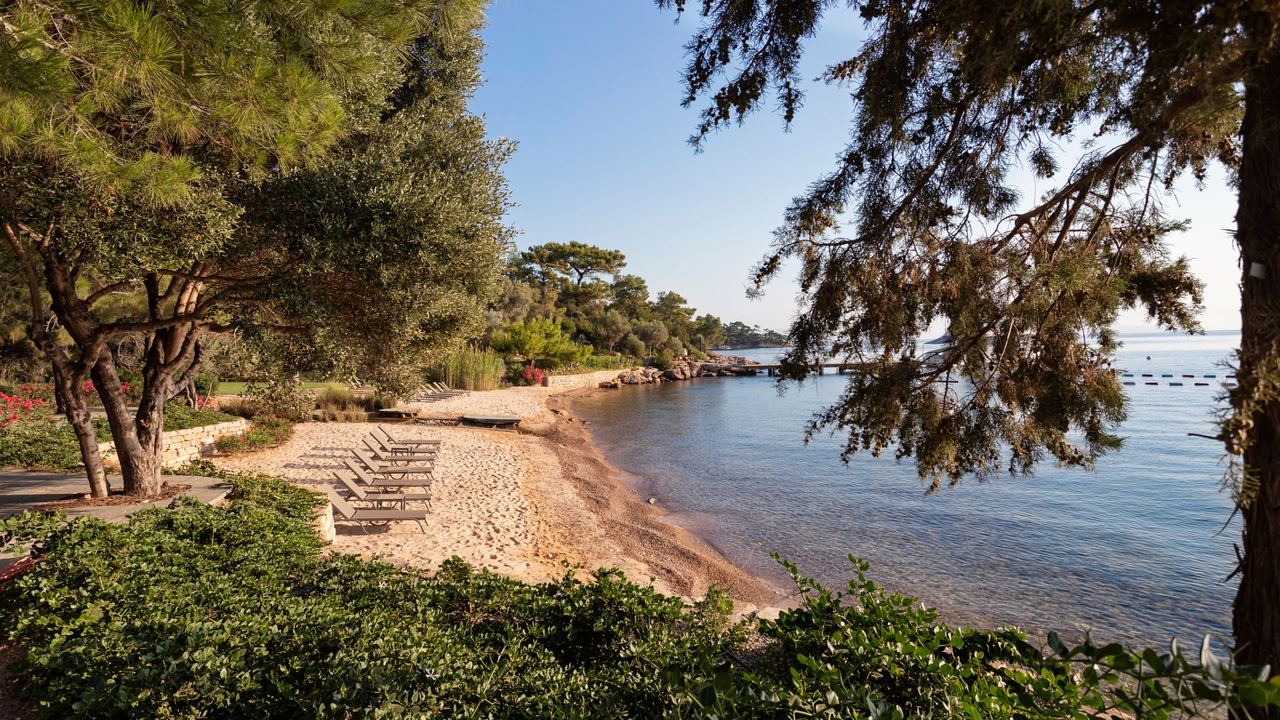 Sunbeds along the shore, Bodrum